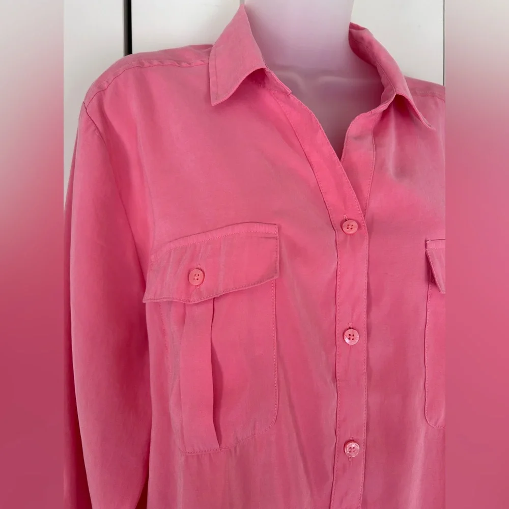 Chico’s Coral button up blouse silk-feel (Chico’s 3) XL - Picture 3 of 8
